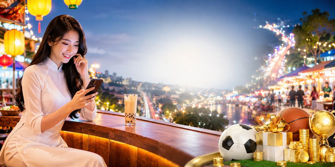 Người dùng Đà Lạt truy cập casino trên điện thoại với trang phục áo dài