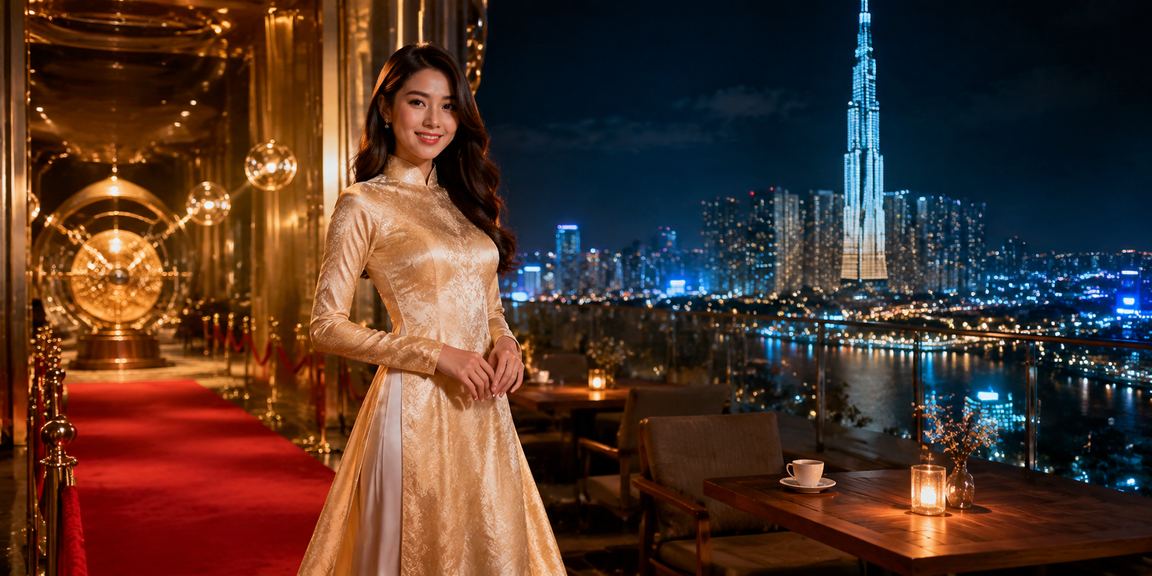 Người phụ nữ mặc áo dài xem xổ số tại Hồ Chí Minh