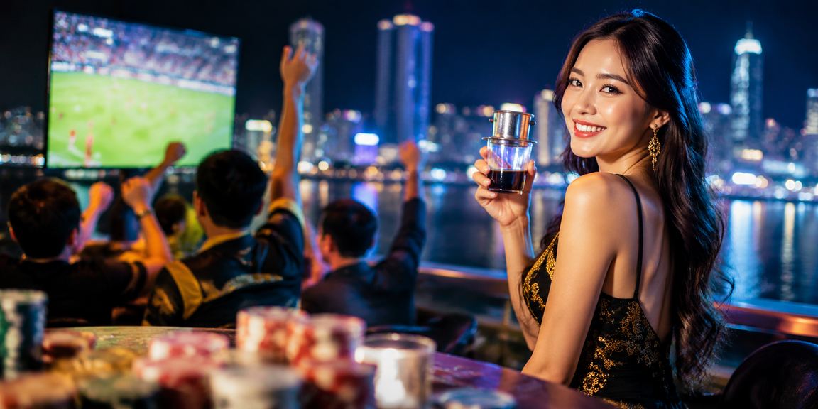 Người hâm mộ bóng đá xem kèo và uống cà phê tại Nha Trang buổi tối